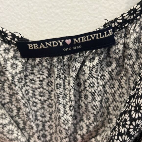 Brandy Melville Women's One Size Black Floral Ruffle Tiered Tunic Tank Shirt - Picture 6 of 10